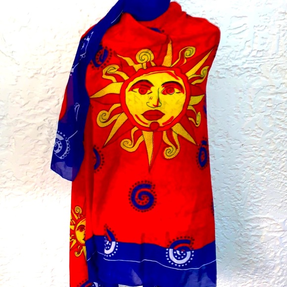 rima Accessories - 🌞Sun Face Print Boho Hippie Beach Lightweight Sarong Scarf Wrap